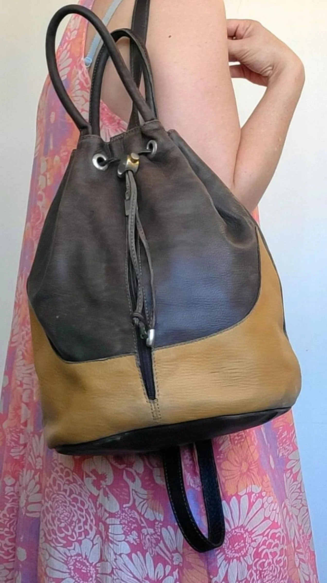 El Corte Inglés Real Leather Bucket Backpack Vintage Retro 90s – photo 6